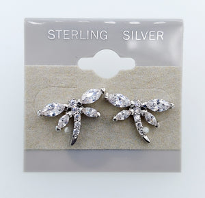 CZ Dragonfly Earrings - Sterling Silver