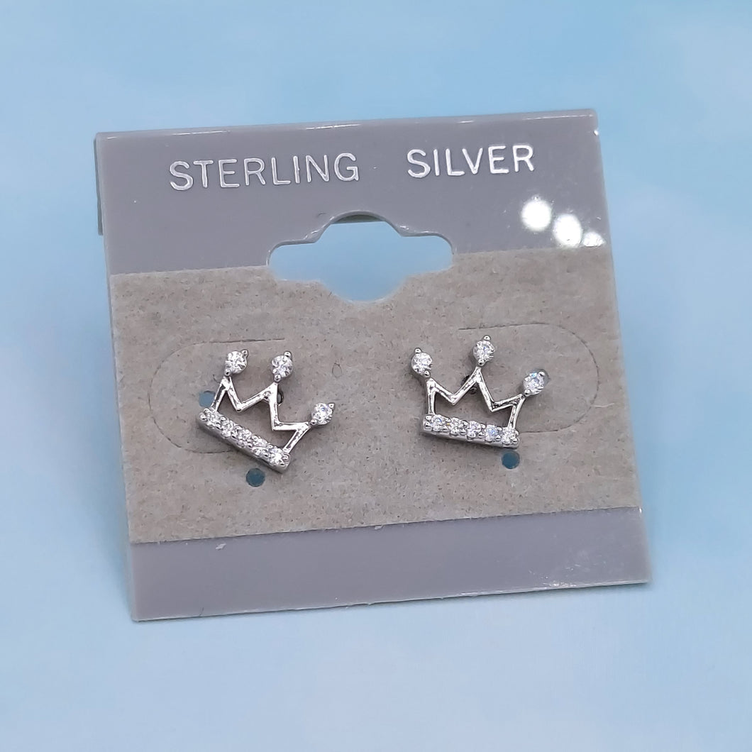 Crown Earrings - Sterling Silver