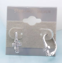 Load image into Gallery viewer, Cross CZ Leverback - Sterling Silver