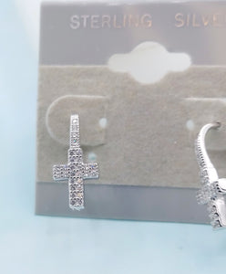 Cross CZ Leverback - Sterling Silver