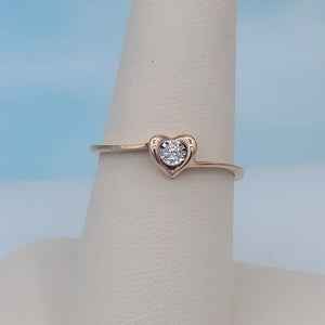 Diamond Heart Promise Ring - 10K Rose Gold