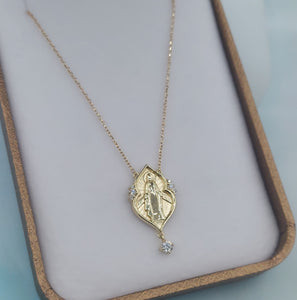 Miraculous Mary & Diamond Necklace - 14K Yellow Gold