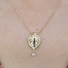 Load image into Gallery viewer, Miraculous Mary &amp; Diamond Necklace - 14K Yellow Gold