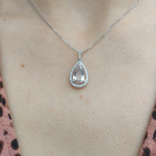 Load image into Gallery viewer, Pear Shaped Morganite &amp; Diamond Pendant &amp; Chain - 14K White Gold