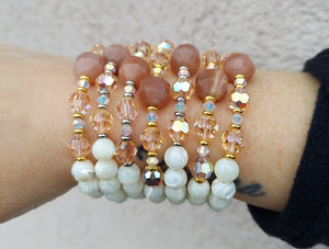 Peach Moonstone & Mother of Pearl Exclusive Bracelet - Limited Edition Stash