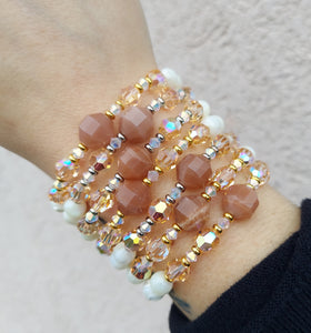 Peach Moonstone & Mother of Pearl Exclusive Bracelet - Limited Edition Stash