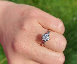 GIA Certified Brilliant Cut (Round) 1.50 Carat Diamond Engagement Ring - 14K White Gold