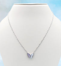 Load image into Gallery viewer, Mother of Pearl Butterfly Paperclip Necklace