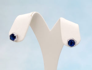Sapphire CZ Stud Earring - Sterling Silver