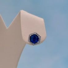 Load image into Gallery viewer, Sapphire CZ Stud Earring - Sterling Silver
