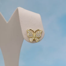 Load image into Gallery viewer, Butterfly CZ Stud Earring - GP Sterling Silver
