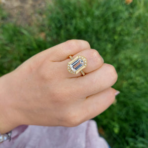 White Quartz Ring & Diamond Ring - 14K Yellow Gold