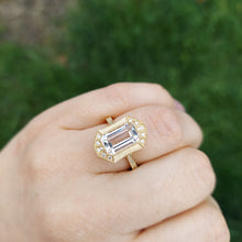 Load image into Gallery viewer, White Quartz Ring &amp; Diamond Ring - 14K Yellow Gold