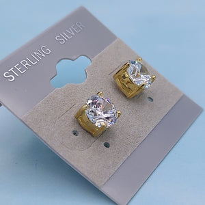 Clear CZ Stud - Gold Plated Sterling