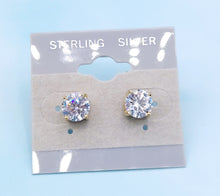 Load image into Gallery viewer, Clear CZ Stud - Gold Plated Sterling