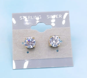 Clear CZ Stud - Gold Plated Sterling