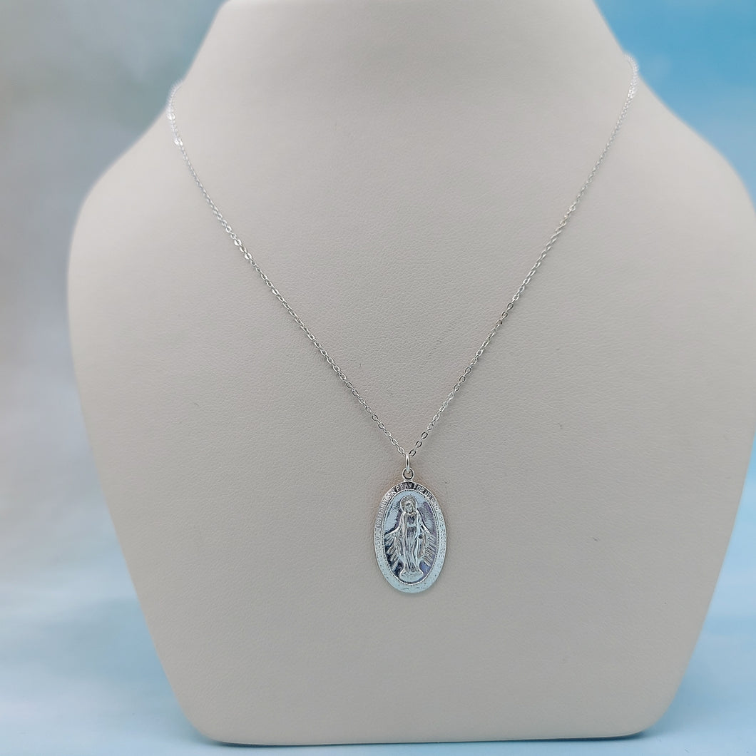 Mother Mary Charm Necklace - Sterling Silver