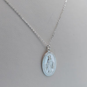 Mother Mary Charm Necklace - Sterling Silver