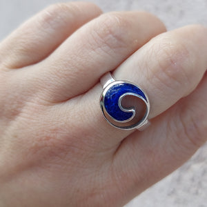 Blue Lapis Wave Ring - Sterling Silver - Dune Jewelry