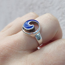 Load image into Gallery viewer, Blue Lapis Wave Ring - Sterling Silver - Dune Jewelry