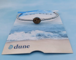 Cape Cod Beach Sand Beaded Cuff Bracelet - Silver