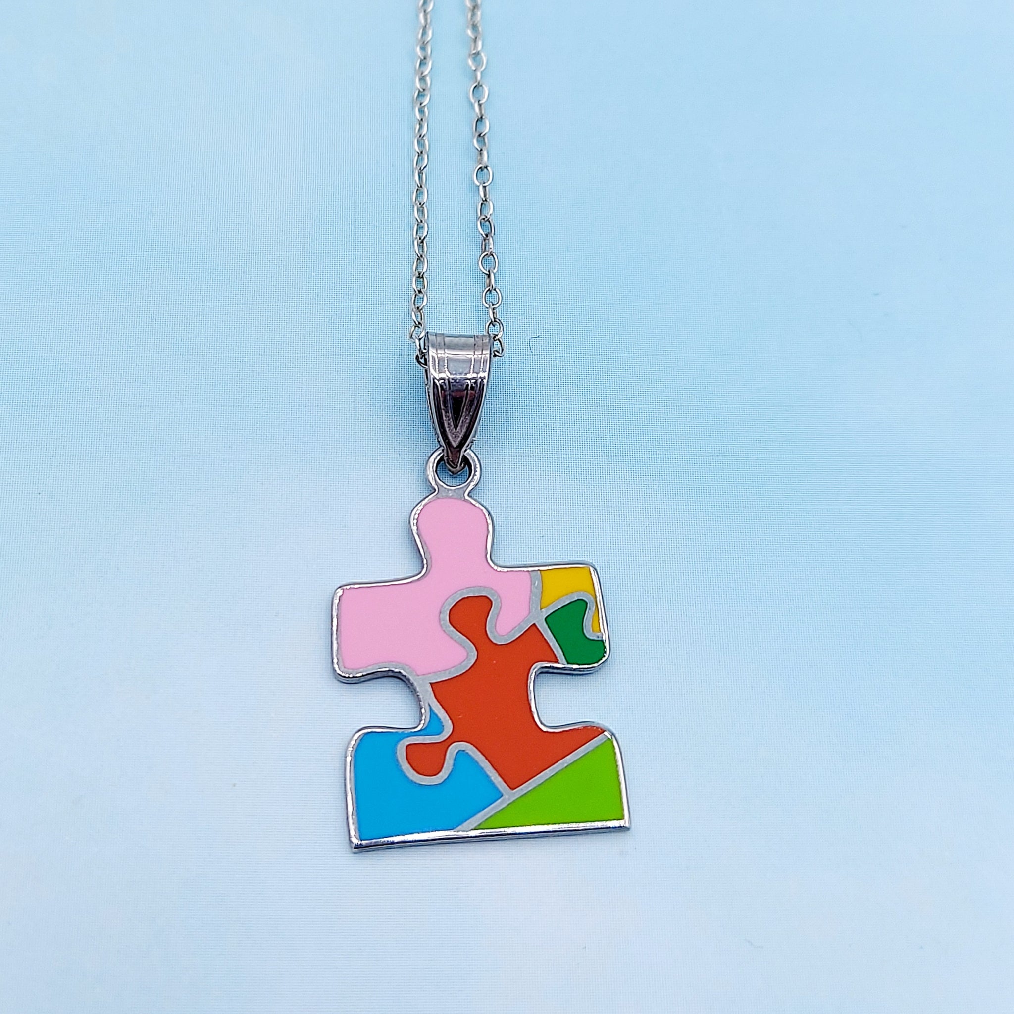 Buy Autism Puzzle Piece Bling Necklace Blue Resin Jewelry For Women Gifts  For Mom Dad Teacher 18-20 Inch. Online at desertcartINDIA