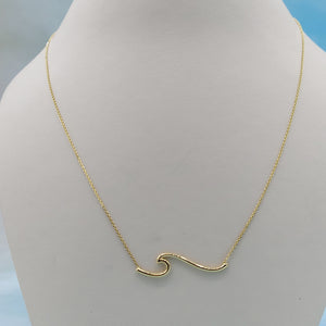 Plain Wave Necklace - 14K Yellow Gold