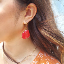 Load image into Gallery viewer, Ruby Slice - Gold Filled Drop Earrings - One of a kind