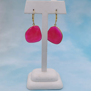 Ruby Slice - Gold Filled Drop Earrings - One of a kind