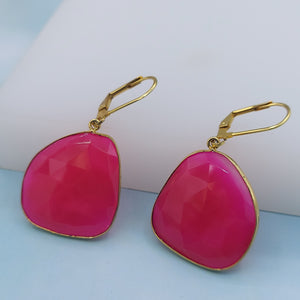 Ruby Slice - Gold Filled Drop Earrings - One of a kind