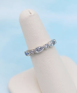 Marquise Shaped and Round Diamond Band - 14K White Gold