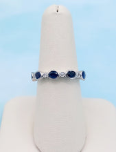 Load image into Gallery viewer, Oval Sapphire and Diamond Band - 14K White Gold