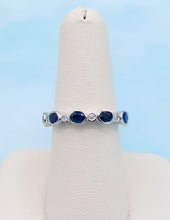Load image into Gallery viewer, Oval Sapphire and Diamond Band - 14K White Gold