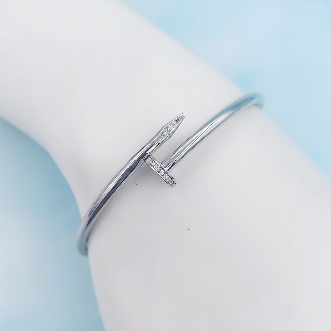 The Hinged Nail Bangle - Sterling Silver