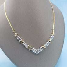 Load image into Gallery viewer, Fancy Two Tone Diamond XoXo Necklace -14K White &amp; Yellow Gold