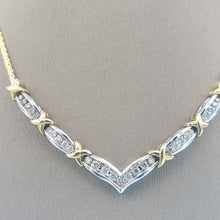 Load image into Gallery viewer, Fancy Two Tone Diamond XoXo Necklace -14K White &amp; Yellow Gold