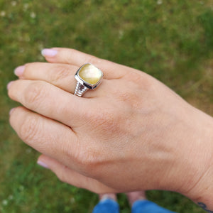 Golden Yellow Mother of Pearl Fusion Ring