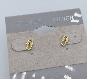 Tiny Paperclip Studs - Gold Plated Sterling Silver