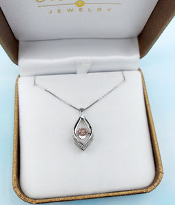 Sterling Silver Vibrant Morganite and Diamond Necklace