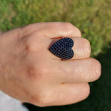 Load image into Gallery viewer, Black Pave Crystal Heart Ring