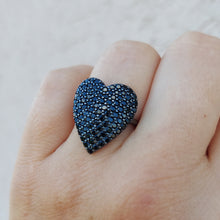 Load image into Gallery viewer, Black Pave Crystal Heart Ring