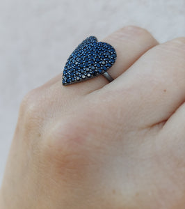 Black Pave Crystal Heart Ring