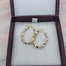 Load image into Gallery viewer, Tri Color Twist Oval Hoops - 14K Gold