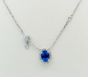 Tanzanite & Diamond Star Necklace - 14K White Gold