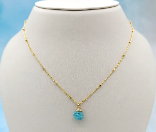 Gold Trinket Stone Necklace - Amazonite