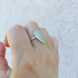 Pave Heart Ring - Gold Plated Sterling Silver