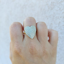 Load image into Gallery viewer, Pave Heart Ring - Gold Plated Sterling Silver