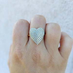 Pave CZ Heart Ring - Sterling Silver