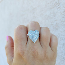 Load image into Gallery viewer, Pave CZ Heart Ring - Sterling Silver