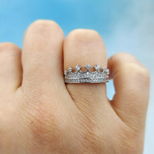 Load image into Gallery viewer, Crown Ring with CZ&#39;s - Sterling Silver